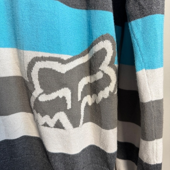 FOX Men's Long Sleeve Lightweight Striped Sweater Blue/Gray Size Large Outdoor - Picture 3 of 13